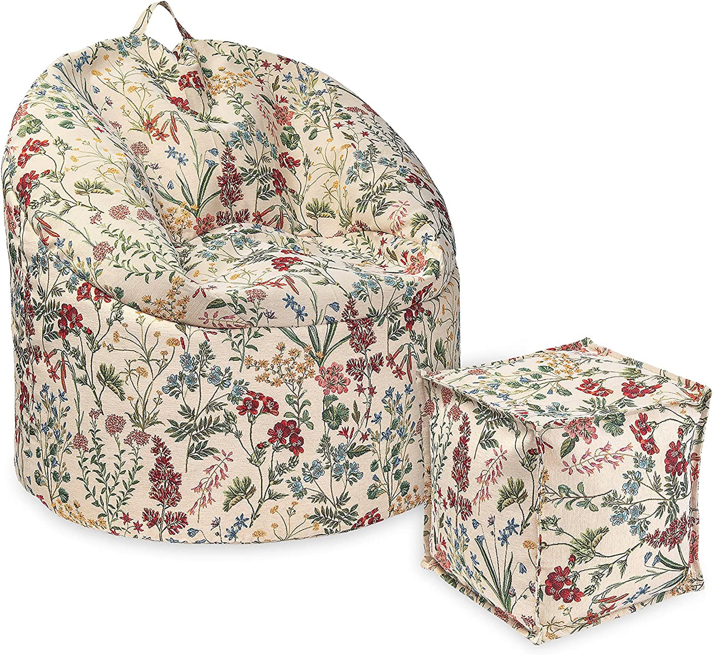 Beanbag pouf pouffe floral pattern spring theme Pouf with EPS filling with comfortable footrest