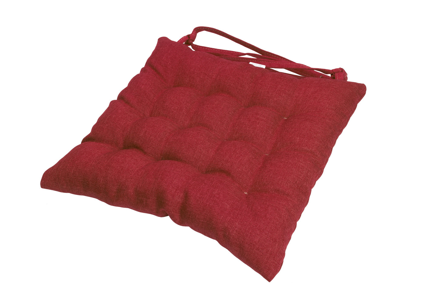 Quilted chair cushions with fastening straps, elegant chair cushions for the kitchen and garden